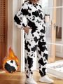 SHEIN Pregnant Women's Plush Cow Pattern Jumpsuit