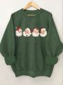 Plus Size Christmas Printed Long Sleeve Sweatshirt