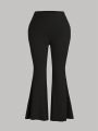 Plus Size Women's Solid Color Casual Flare Pants