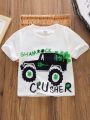 SHEIN Kids EVRYDAY Young Boys' Short Sleeve Casual Off-Road Vehicle T-Shirt For Summer