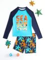 Teenage Boys' Positioning Printed Split Swimwear