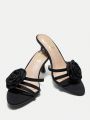 SHEIN ICON Women's High-heel Sandal With Peep Toe, Flower Detail, Black