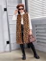 SHEIN Tween Girl Leopard Print Teddy Vest Coat