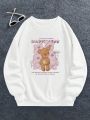 Teenage Girls' Teddy Bear Printed Fleece Lined Hoodie