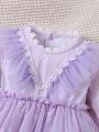 Newborn Baby Girls' Lace Ruffle Trim Romper Dress And Shorts Photography Prop Outfit