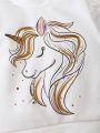 Baby Girl Unicorn Print Ruffle Trim Sweatshirt