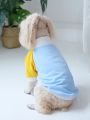 1pc Dopamine Splicing High Collar Long Sleeve Adjustable Buckle Fashionable Sports Warm Teddy Sweater For Pet Cat And Dog, Suitable For Styling In Indoor And Outdoor Settings During Autumn And Winter