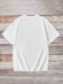 Tween Girl's White Knit Top With Round Neck, Short Sleeves And Butterfly Print