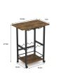 Bar Cart, Serving Cart for Home, Microwave Cart, Drink Cart, Mobile Kitchen Shelf with Wine Rack and Glass Holder, Rolling Beverage Cart