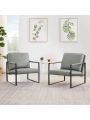 Upgrade Leather Accent Chairs Set of 2 for Living Room Chairs with Extra Thick Padded Backrest and Seat Cushion Non-Slip Adsorption Feet, Metal Frame Bedroom Chairs for Home/Office/Hotel