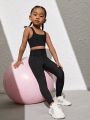 Little Girls' Back Crossed High Elasticity Shape-Enhancing Breathable Sweat Wicking Sports Outfit
