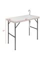 Camping Sink Table, Portable Folding Camping Table Fish Fillet Hunting Cleaning Cutting Table with Sink Faucet for Picnic Outdoor Gardening