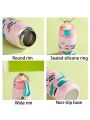 1pc 500ml Large Capacity Reusable 316 Stainless Steel Water Bottle, Cute Cartoon Insulated Cup, Perfect For Kids' School, With Straw & Handle, Portable Water Container For Travel, Birthday & Christmas Gift