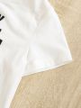 SHEIN Baby Boy's Charging Pattern Short Sleeve T-Shirt And Shorts Set