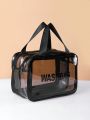 Letter Graphic Clear Makeup Bag