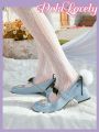 Dola Lovely Butterfly Bow Ribbon Heart Mary Jane Pumps Women'S Fashionable High-Heeled Pumps