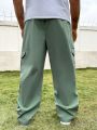 Manfinity Sporsity Men's Plus Size Cargo Pants With Letter Print And Pockets
