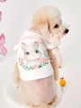 PETSIN Easter White Cute Bunny Short Sleeve Stretchable Pet T-Shirt For Dogs And Cats