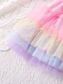 SHEIN Baby Girl Casual Elegant Romantic Gorgeous 3d Bowknot Mesh Tutu Skirt Bottoms For Spring/Summer Parties