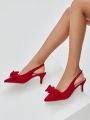 Everyday Collection Bow Decor Point Toe Slingback Pumps