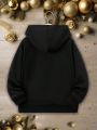 SHEIN Tween Boys' Casual New Year 2024 Pattern Long Sleeve Hoodie Suitable For Autumn And Winter