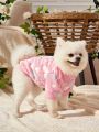PETSIN 1pc Valentine'S Day Heart Print Flannel Pet Hoodie Without Hat, Pink