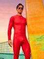 Men's Solid Color Long Sleeve Tight-Fitting Swimsuit Jumpsuit