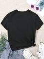 Teen Girls' Letter Printed Short Sleeve T-Shirt