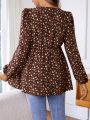 SHEIN Maternity Nursing Blouse With Floral Print And Ruffle Hem