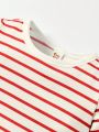Cozy Cub Baby Boy's Letter Print Striped Short Sleeve T-Shirt And Shorts Set