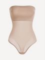 SHEIN SHAPE Women'S Solid Color Strapless Mesh Bodysuit For Shaping