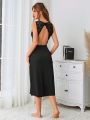 Contrast Lace Backless Nightdress