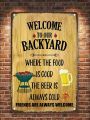 1pc Welcome To Our Backyard Metal Tin Sign,8 X 12 Funny Patio Decoration Sign,Outdoor Pool Backyard Bar Sign,Backyard Sign For Garden Decoration,Farmhouse Sign For Decor, Wall Art Sign For Cafe,Bar