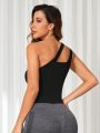 Seamless One-Shoulder Sports Tank Top