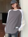 DAZY Ladies' Oversized Letter Print Drop Shoulder Sleeve T-shirt