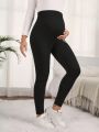 SHEIN Maternity Heart Patterned Black Leggings