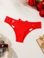 Women'S Bowknot Embellished Hollow Out Splice Lace Triangle Panties