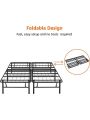 Foldable Metal Platform Bed Frame with Tool Free Setup, 14 Inches High, Queen, Black