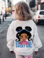 Toddler Girls' Casual Cartoon Patterned Long Sleeve Hoodie Suitable For Autumn And Winter