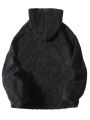 SHEIN Kids EVRYDAY Boys' Hooded Plush Sweatshirt With Letter Embroidery, For Youth