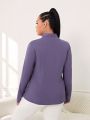 Daily&Casual Women's Plus Size Solid Color Thumb Hole Casual Sport Jacket