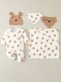SHEIN 5pcs/Set Baby Boys' Adorable Bear Element Homewear Set