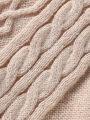 Men'S Cable Knit High Collar Fleece Cardigan