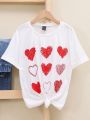 Women's Heart Printed Short Sleeve T-shirt