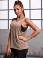 Active Marled Knit Drop Armhole Tank Top