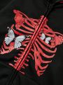 ROMWE Grunge Punk Women's Butterfly Skeleton Print Hoodie Sweatshirt