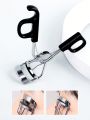 Portable Eyelash Curler With Silicone Pad,1pc Stainless Steel Curved Handle Eyelash Curler,Curling & Shaping、Not Hurting Eyelashes、Lash Lift、Big Eye,For Women Eye Brow