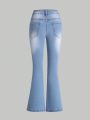 Girls (large) Star Pattern Bootcut High Waist Jeans