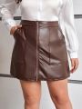 SHEIN Privé Plus Size Zipper Front Straight Skirt