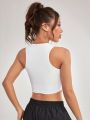 SHEIN Daily&Casual Ladies' Front Tie Design Cropped Sports Vest